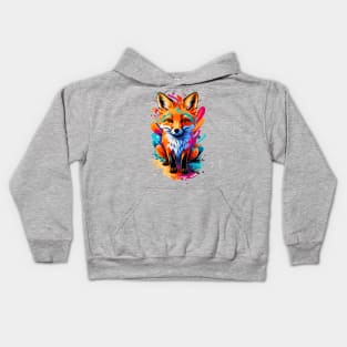 Fox - Cute Fox Colorful - Fox Head Kids Hoodie